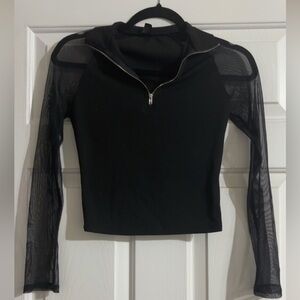 Women’s/Teens Partial Zip Mesh Sleeve Shirt